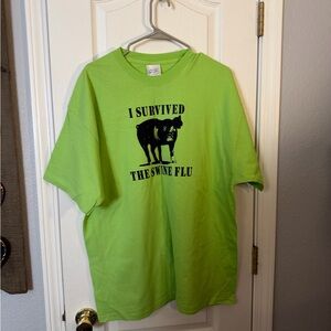 Port and Company Lime Green T-Shirt - I survived the Swine Flu